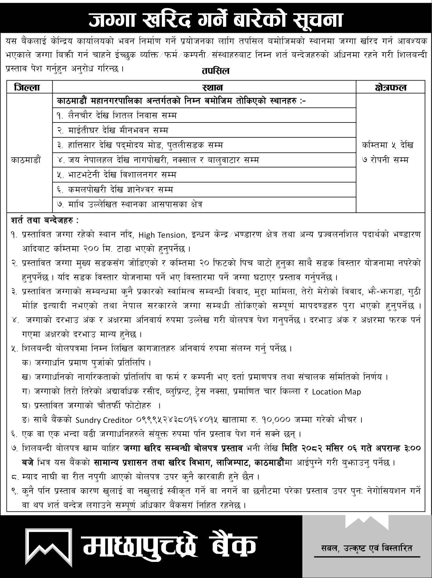 Notice for Land Purchase